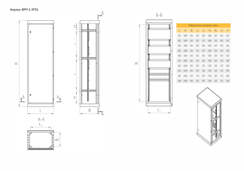 Корпус ВРУ-1 2000х600х450  IP31 без б/п  RAL 7035 серый TEXENERGO